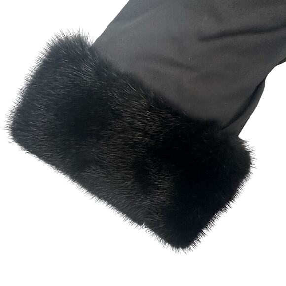 FLAVIO CASTELLANI Black Low Back Fur Trim Cocktail Dress US 8/ 44 Italy - Picture 2 of 10